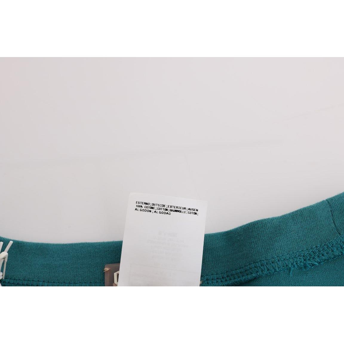 John Galliano Elegant Crewneck Cotton Sweater in Green John Galliano Light Gray