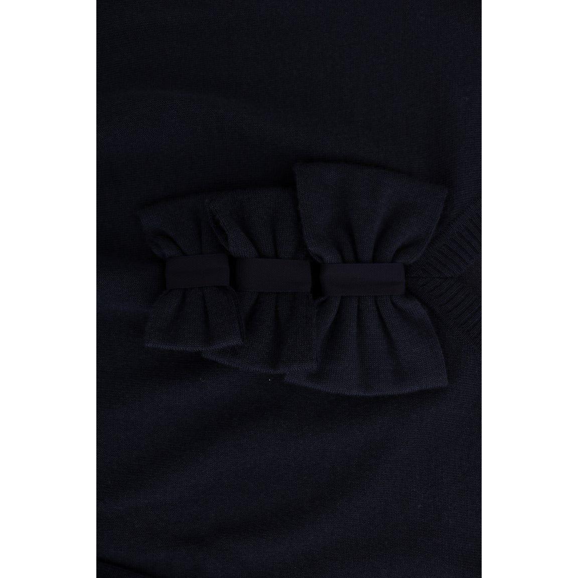 MARGHI LO' Elegant Over Knee Blue Wool Dress MARGHI LO' Black