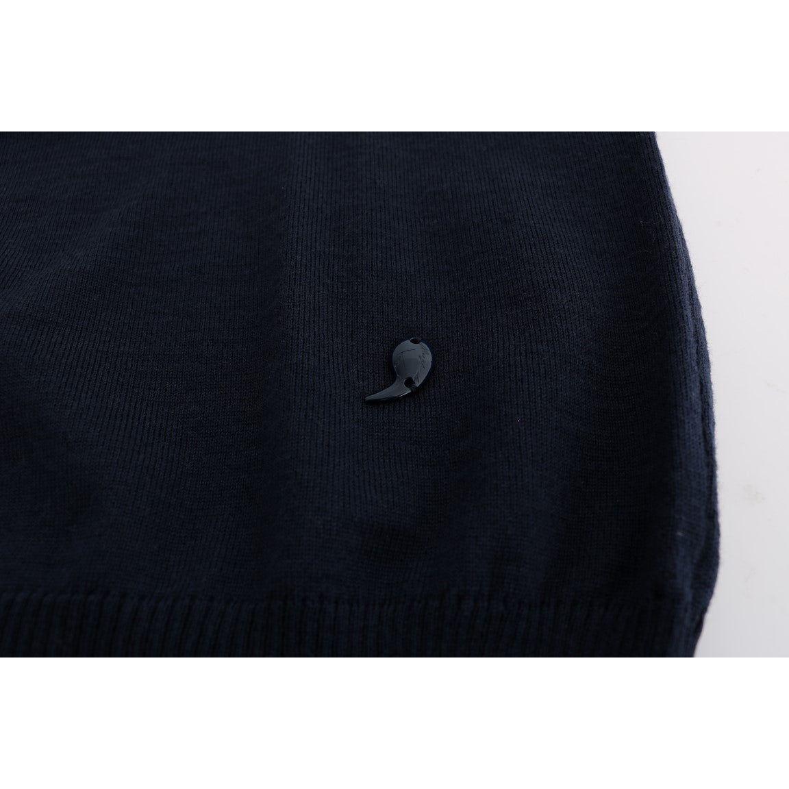 MARGHI LO' Elegant Over Knee Blue Wool Dress MARGHI LO' Black