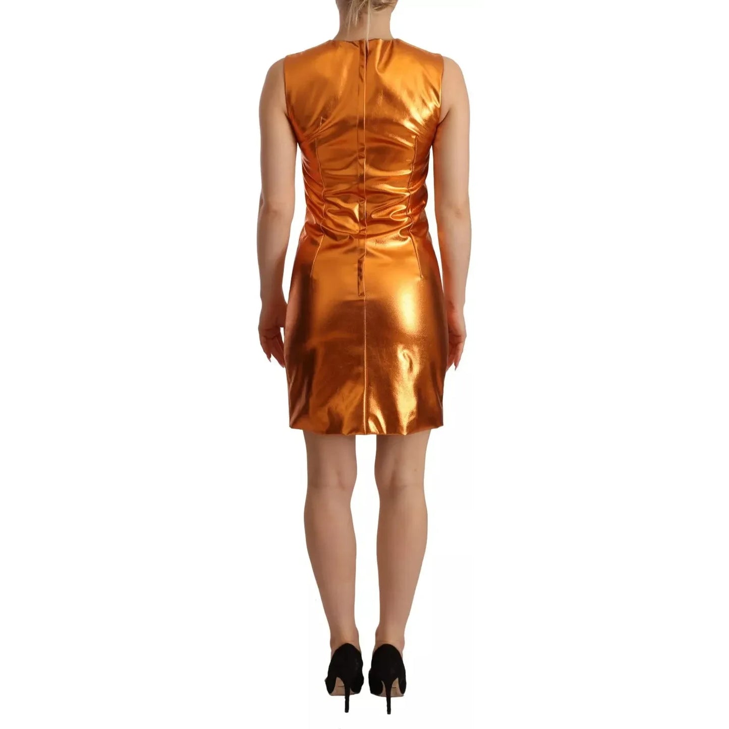 Dolce & Gabbana Metallic Orange Sleeveless Sheath Dress Dolce & Gabbana Sienna
