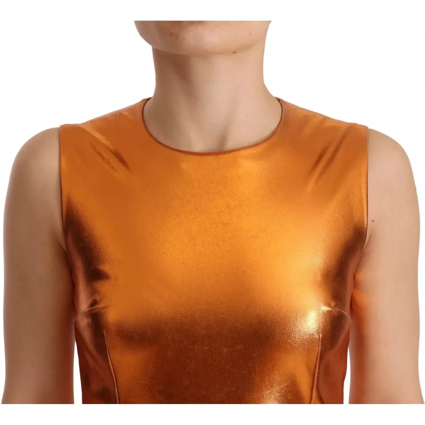 Dolce & Gabbana Metallic Orange Sleeveless Sheath Dress Dolce & Gabbana Chocolate