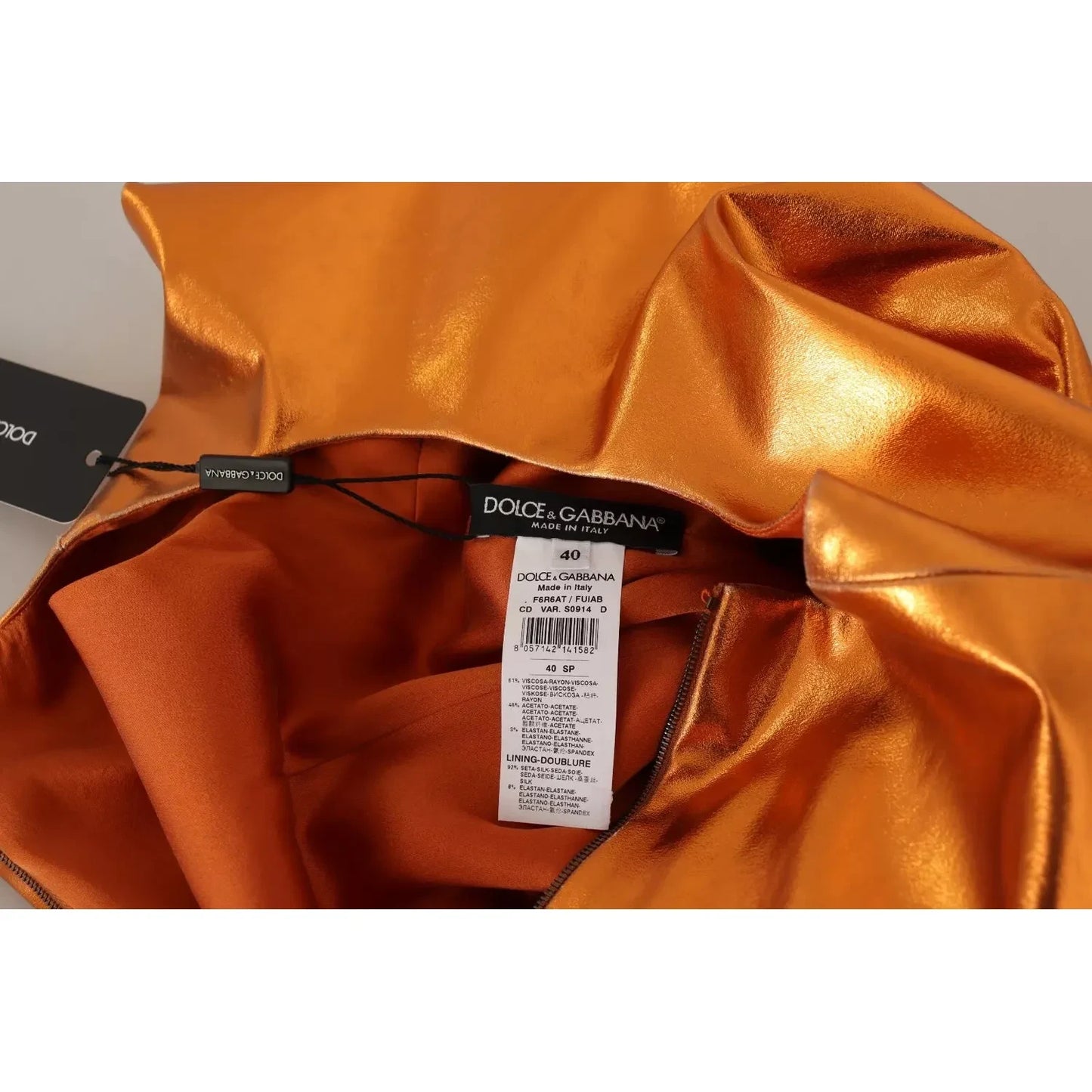 Dolce & Gabbana Metallic Orange Sleeveless Sheath Dress Dolce & Gabbana Sienna