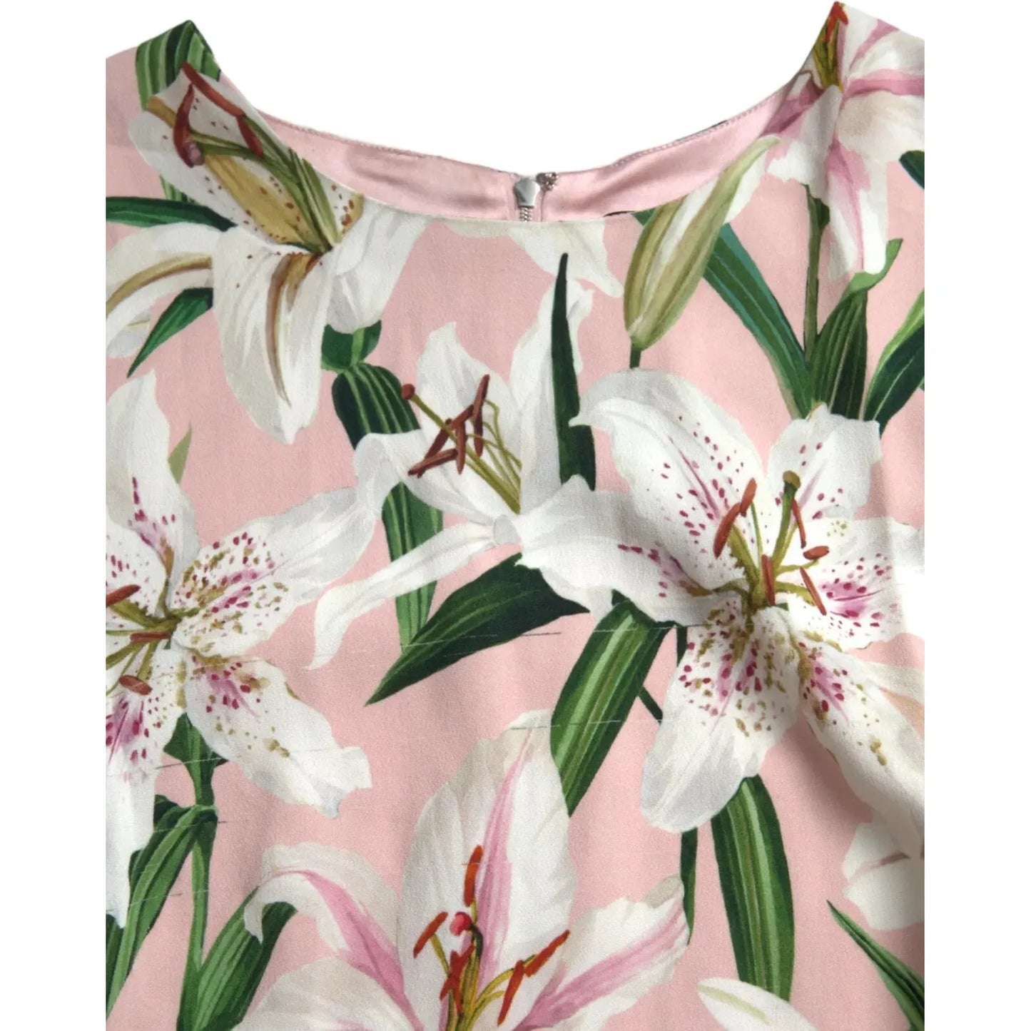 Dolce & Gabbana Pink Lily Viscose A-line Stretch Mini Dress Dolce & Gabbana Light Gray