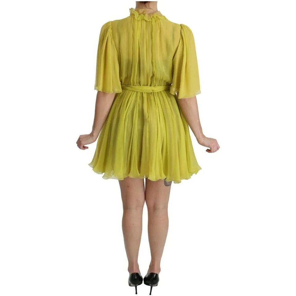 Dolce & Gabbana Yellow Shift A-line Silk Gown Dress Dolce & Gabbana Dark Khaki
