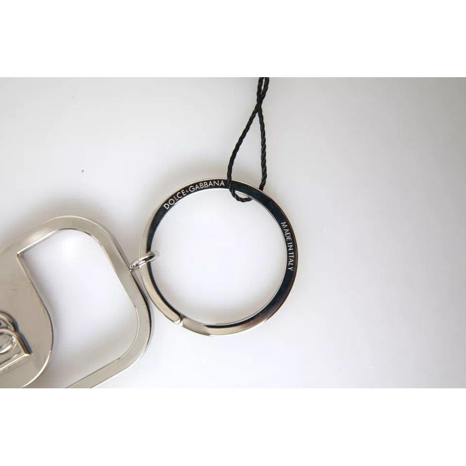 Dolce & Gabbana Silver Tone Brass Metal DG Logo Engraved Keyring Keychain Dolce & Gabbana Light Gray