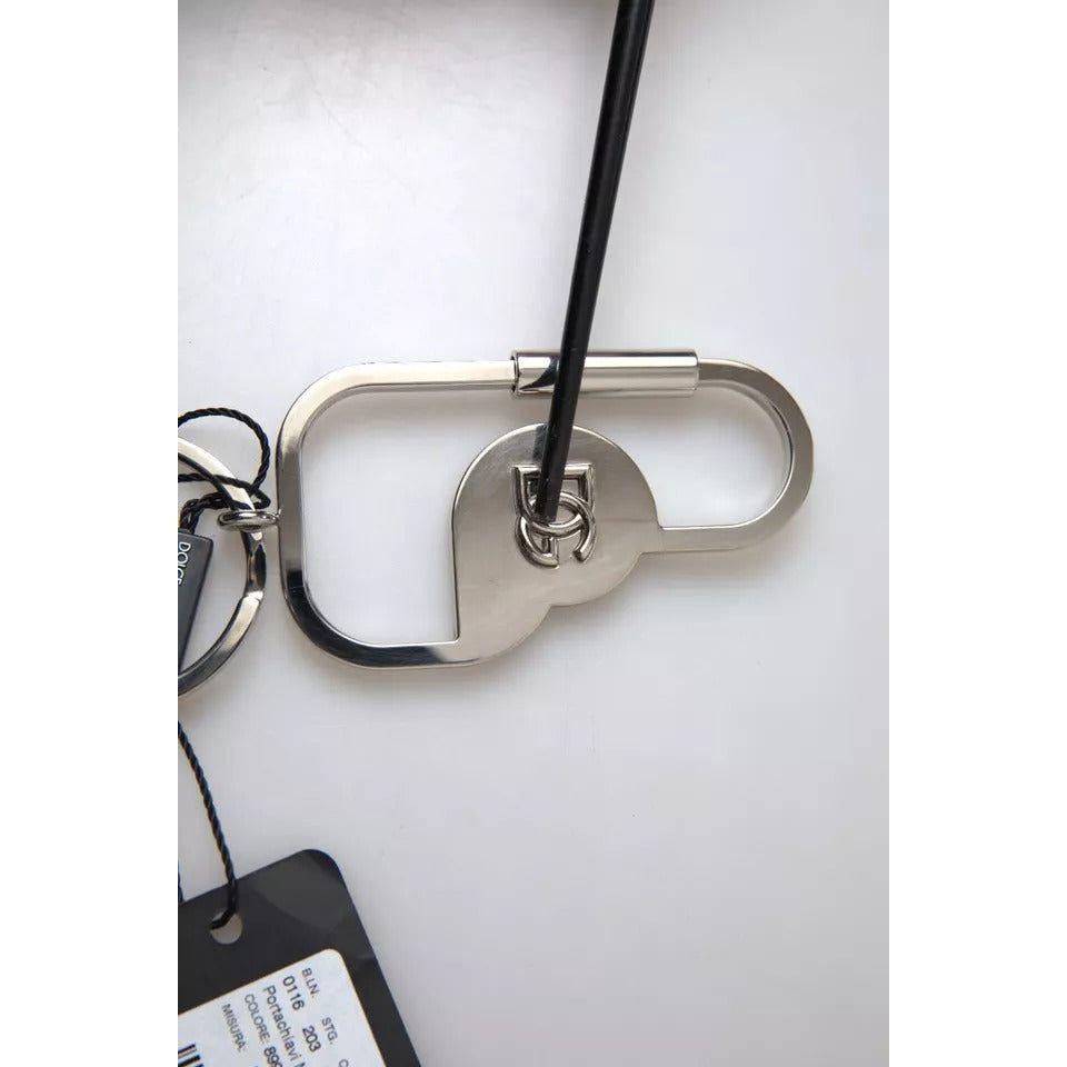 Dolce & Gabbana Silver Tone Brass Metal DG Logo Engraved Keyring Keychain Dolce & Gabbana Light Gray