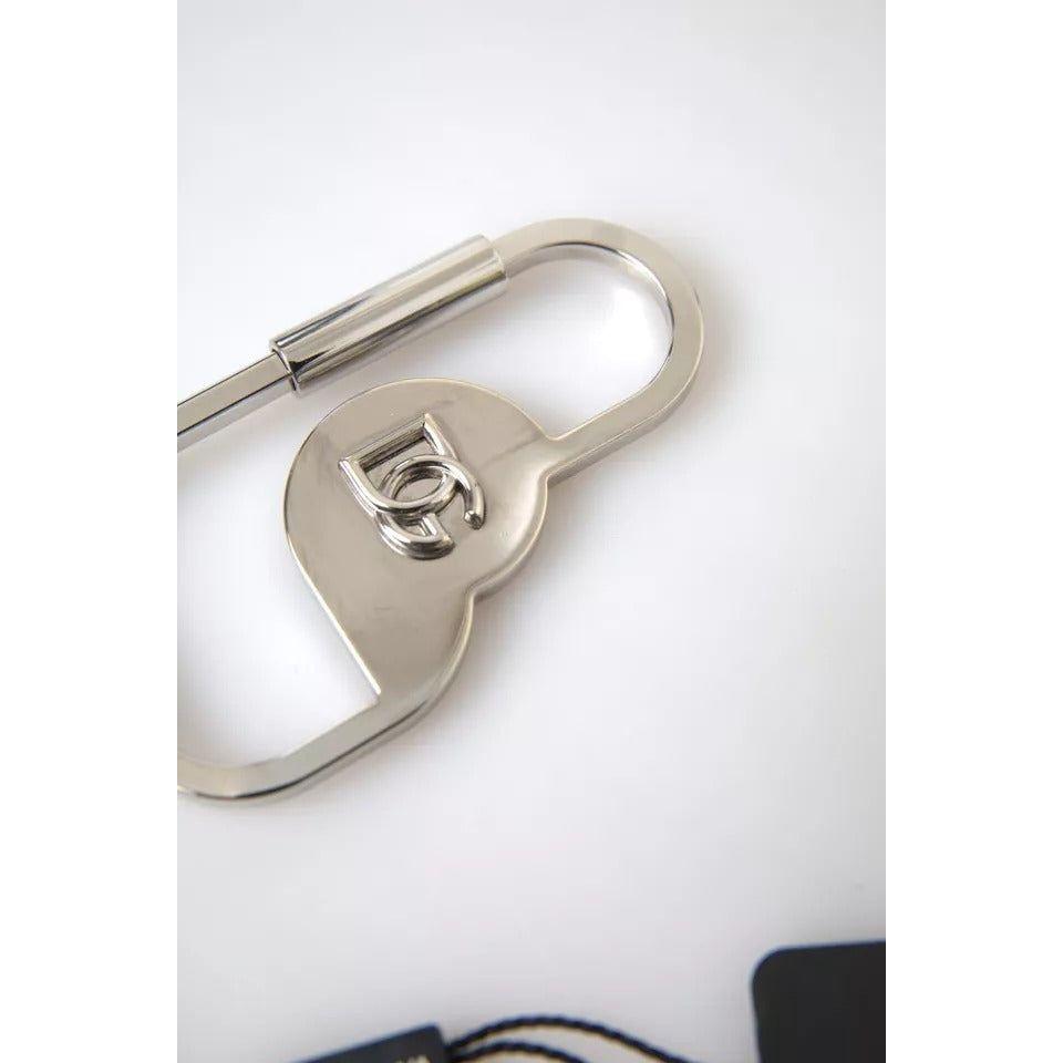 Dolce & Gabbana Silver Tone Brass Metal DG Logo Engraved Keyring Keychain Dolce & Gabbana Light Gray
