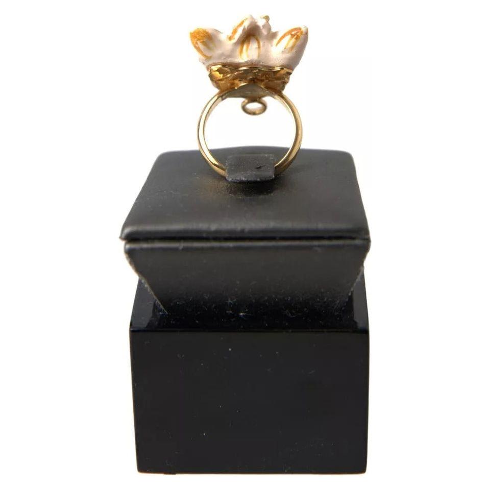 Dolce & Gabbana Gold Brass Resin Beige Dog Pet Accessory Ring FASHION ACCESSORIES Dolce & Gabbana Dark Slate Gray