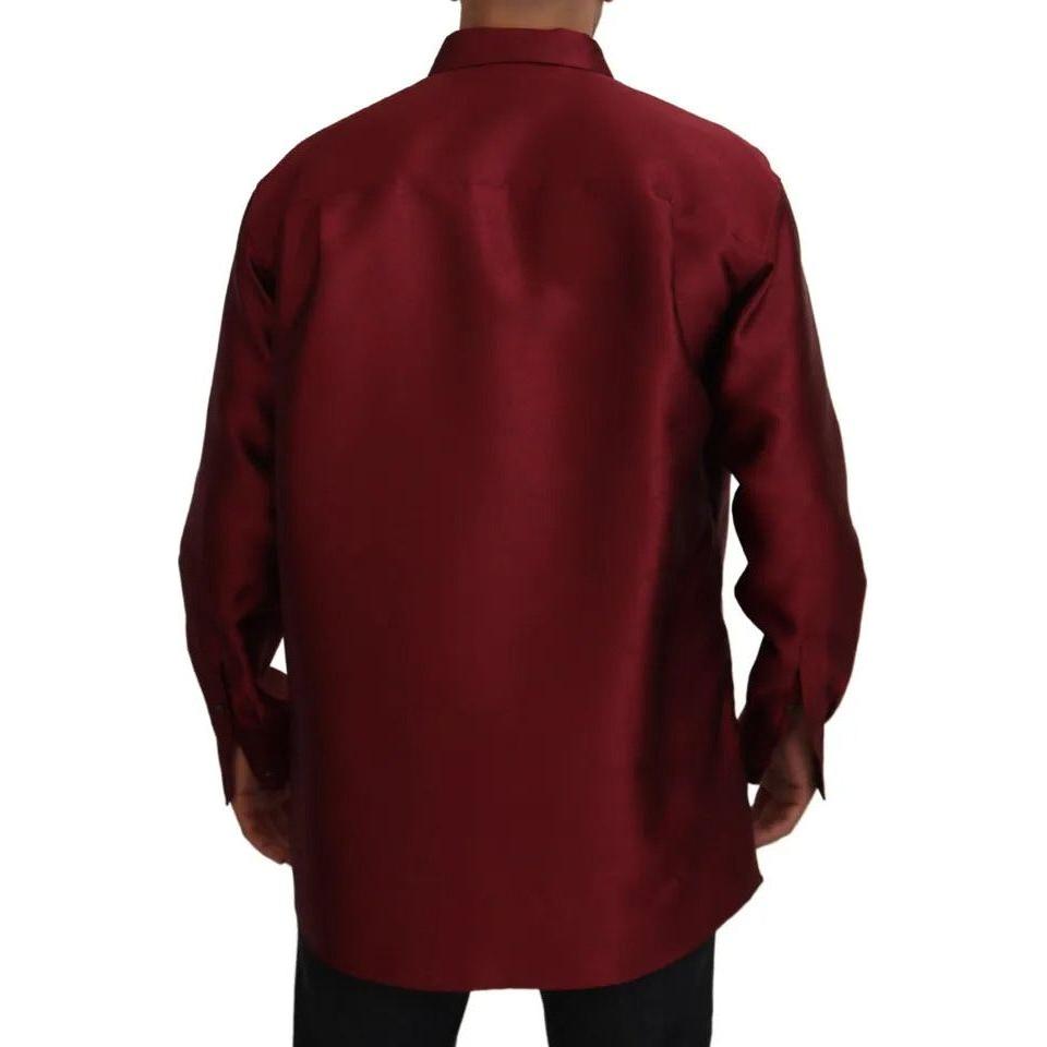 Dolce & Gabbana Bordeaux Cotton Long Sleeve Men Formal Shirt Dolce & Gabbana Black