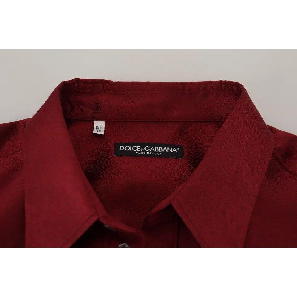 Dolce & Gabbana Bordeaux Cotton Long Sleeve Men Formal Shirt Dolce & Gabbana Dark Red