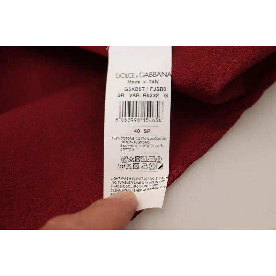 Dolce & Gabbana Bordeaux Cotton Long Sleeve Men Formal Shirt Dolce & Gabbana Gray