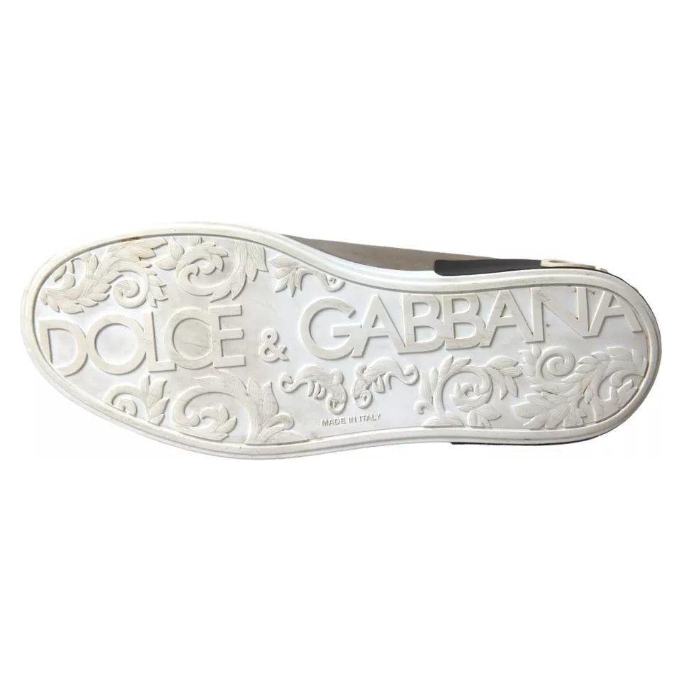 Dolce & Gabbana Bronze Leather Logo Sneaker Portofino Shoes Dolce & Gabbana Light Gray