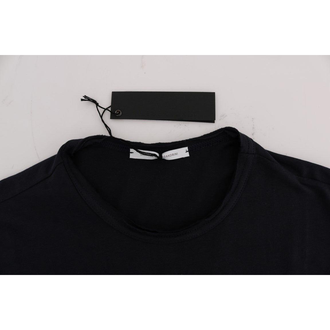 Daniele Alessandrini Chic Blue Cotton Crew-Neck Tee Daniele Alessandrini Black