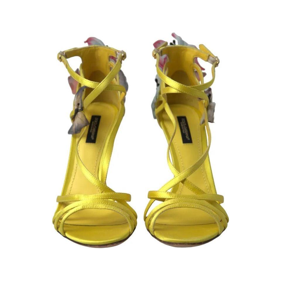 Dolce & Gabbana Yellow Butterfly Applique Sandals Shoes Dolce & Gabbana Dark Goldenrod