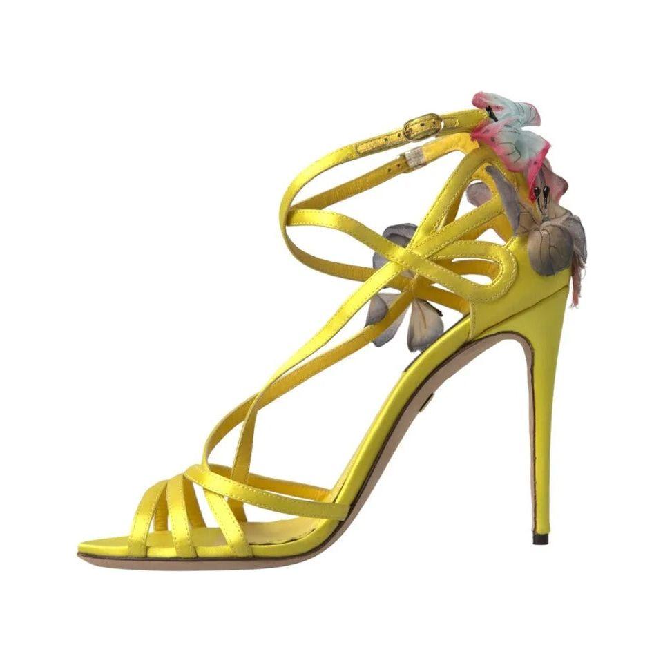 Dolce & Gabbana Yellow Butterfly Applique Sandals Shoes Dolce & Gabbana Dark Goldenrod