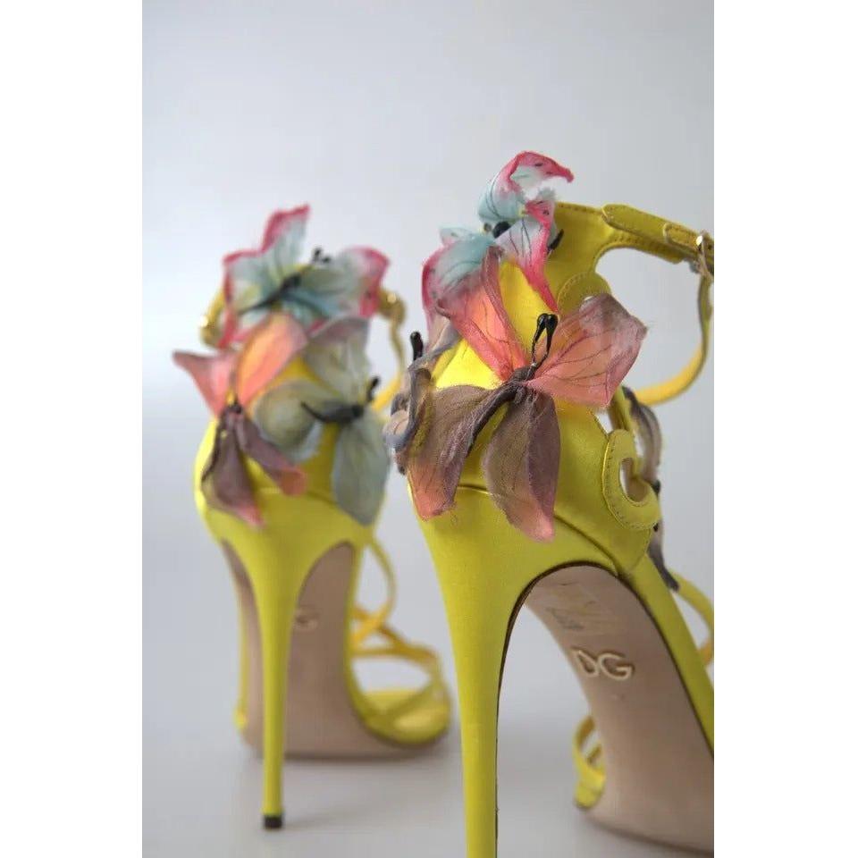 Dolce & Gabbana Yellow Butterfly Applique Sandals Shoes Dolce & Gabbana Light Gray