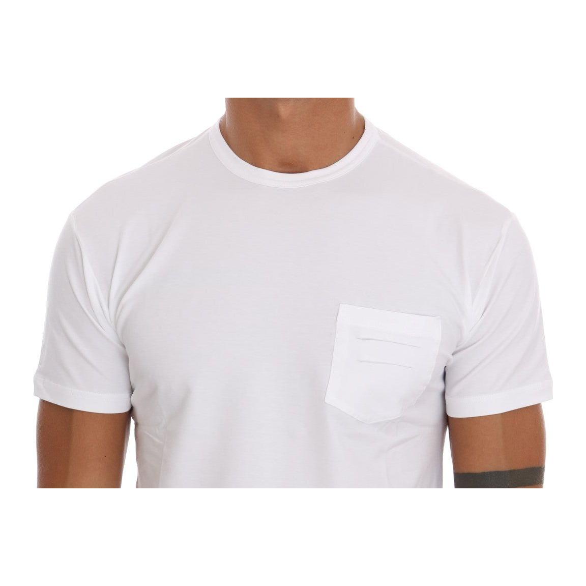 Daniele Alessandrini Elegant White Crew-Neck Cotton T-Shirt Daniele Alessandrini Light Gray