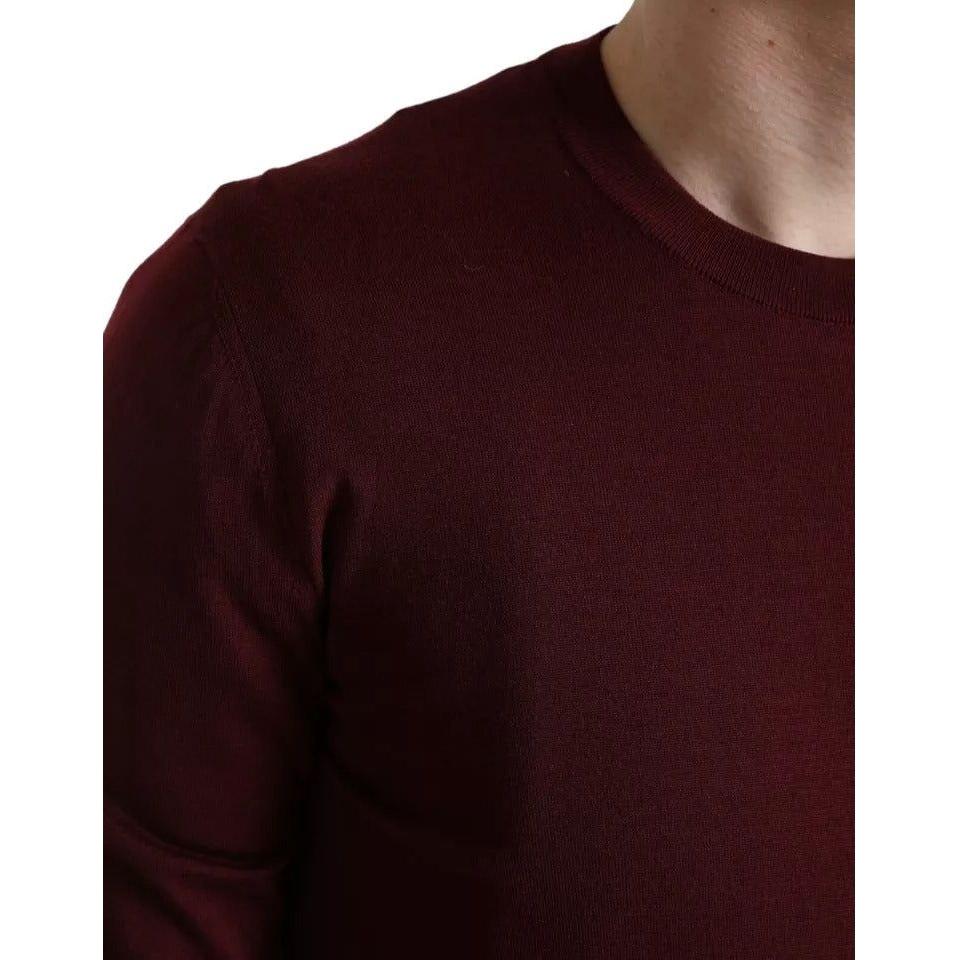 Dolce & Gabbana Bordeaux Wool Knit Crew Neck Pullover Sweater Dolce & Gabbana Black
