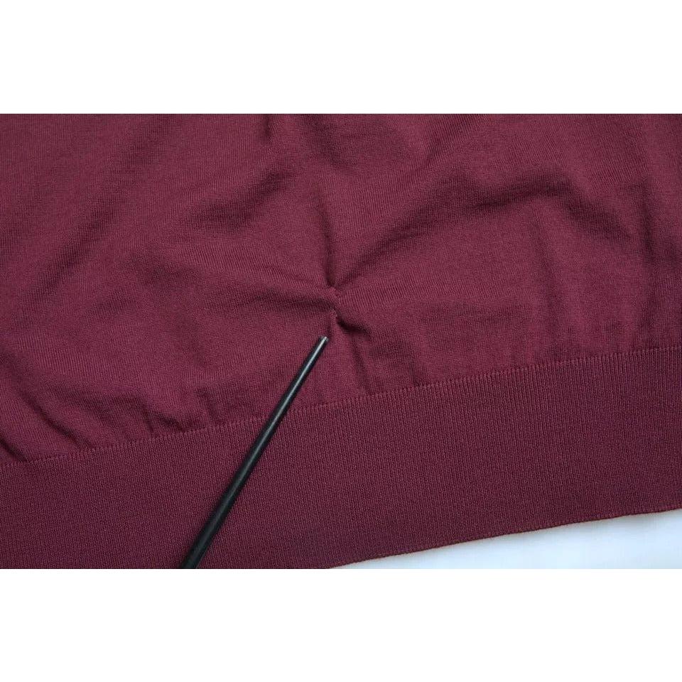 Dolce & Gabbana Bordeaux Wool Knit Crew Neck Pullover Sweater Dolce & Gabbana Saddle Brown