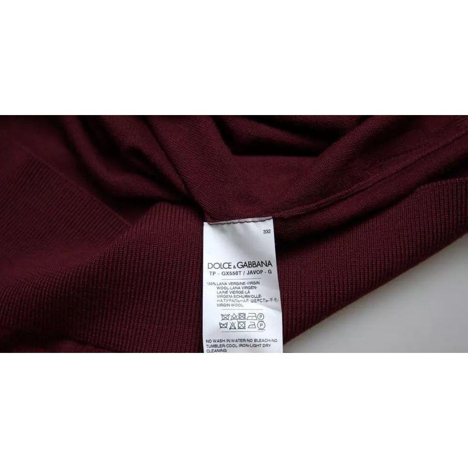 Dolce & Gabbana Bordeaux Wool Knit Crew Neck Pullover Sweater Dolce & Gabbana Black