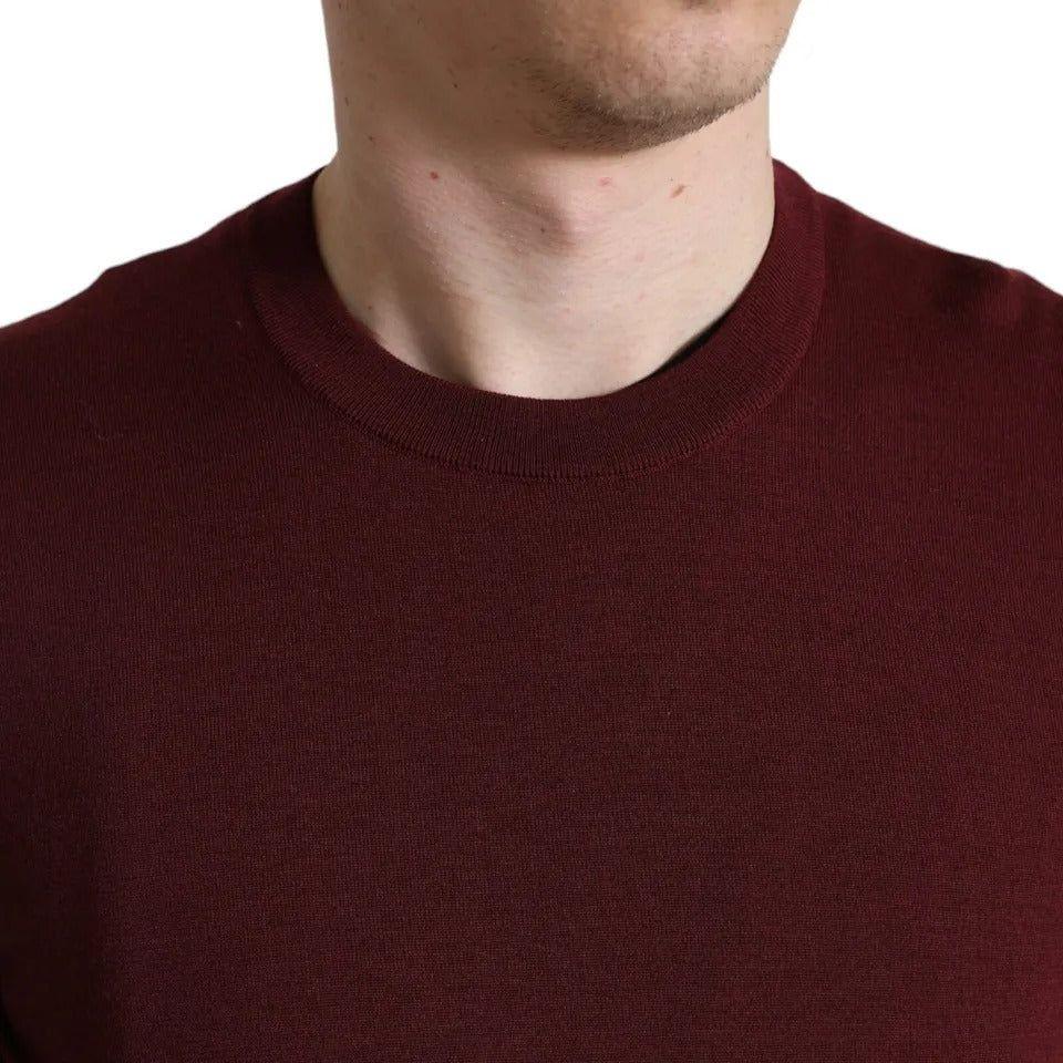 Dolce & Gabbana Bordeaux Wool Knit Crew Neck Pullover Sweater Dolce & Gabbana Black