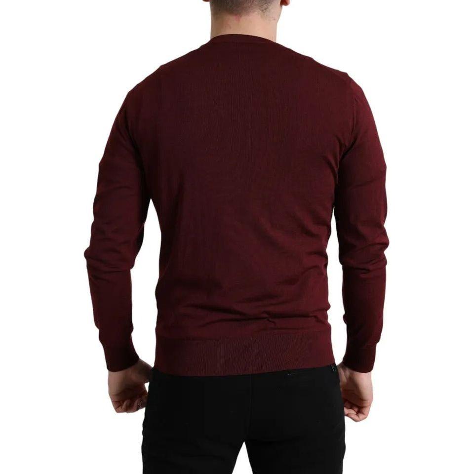 Dolce & Gabbana Bordeaux Wool Knit Crew Neck Pullover Sweater Dolce & Gabbana Black