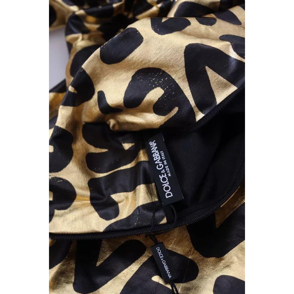 Dolce & Gabbana Gold Logo Print Turtleneck Pullover Sweater Dolce & Gabbana Tan