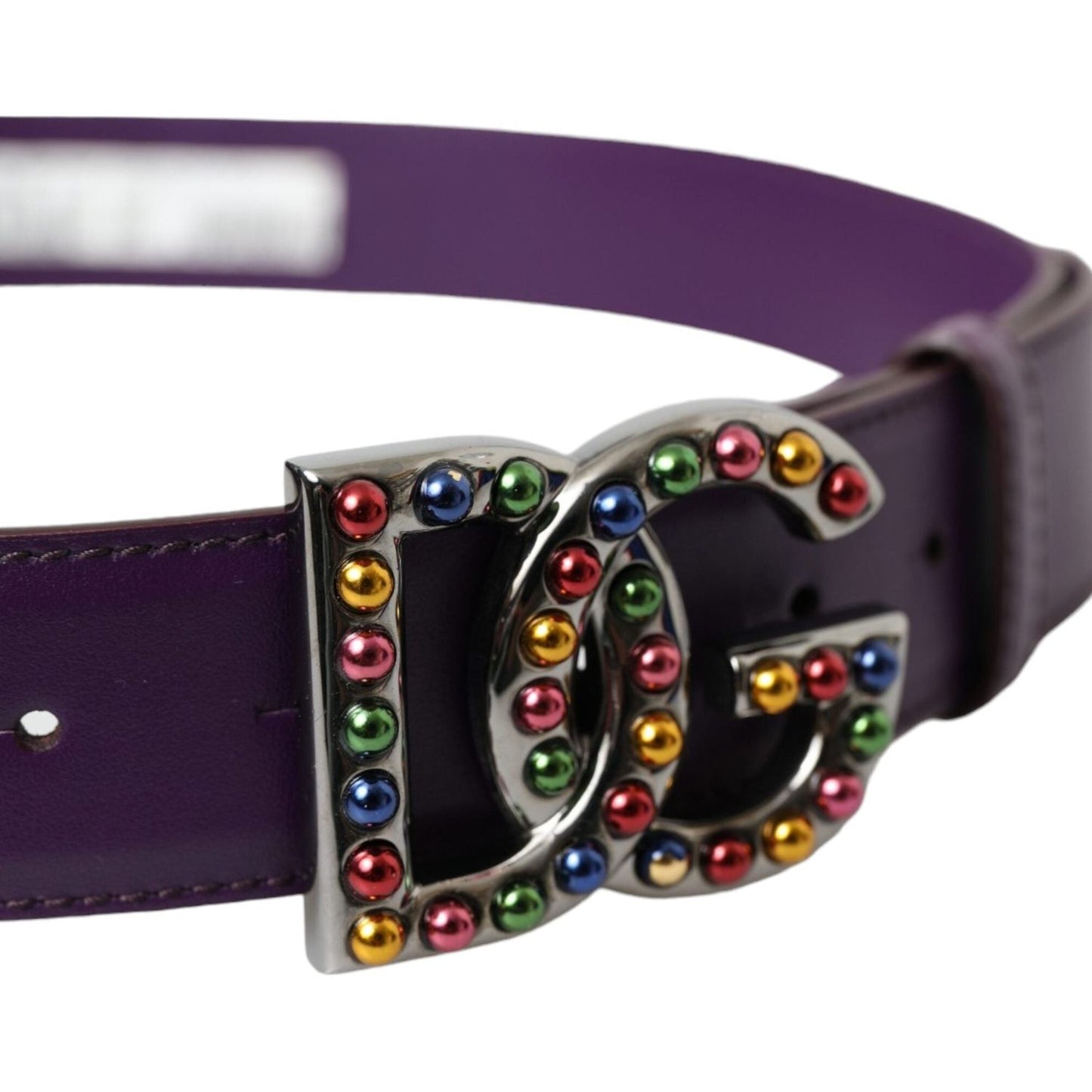 Dolce & Gabbana Purple Leather DG Logo Studs Metal Buckle Belt Dolce & Gabbana Dark Slate Gray