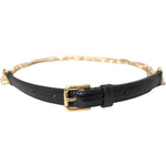 Dolce & Gabbana Black Leather Gold Chain Crystal Waist Women Belt WMB403-L