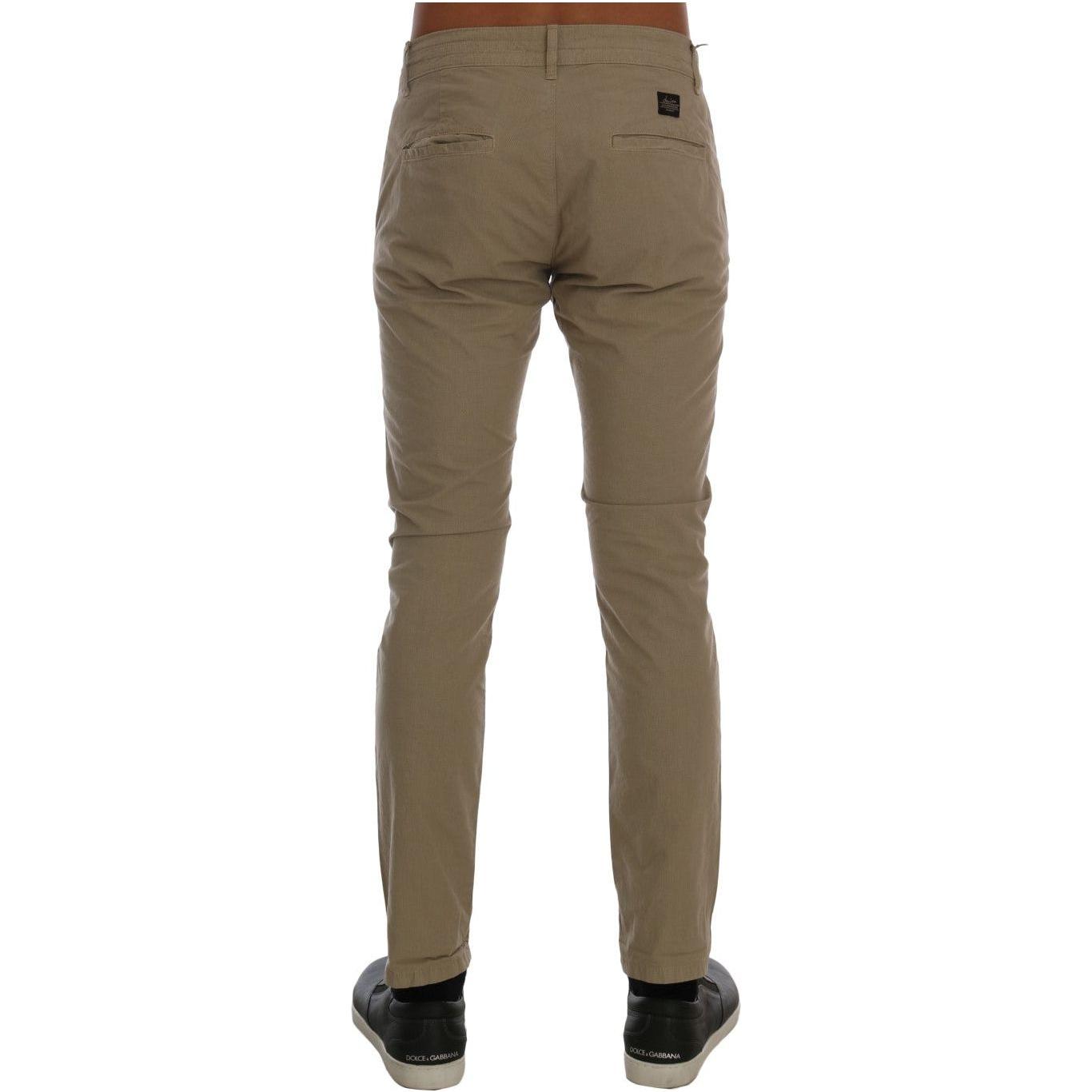 Daniele Alessandrini Beige Slim Fit Chinos for Sophisticated Style Jeans & Pants Daniele Alessandrini Dim Gray
