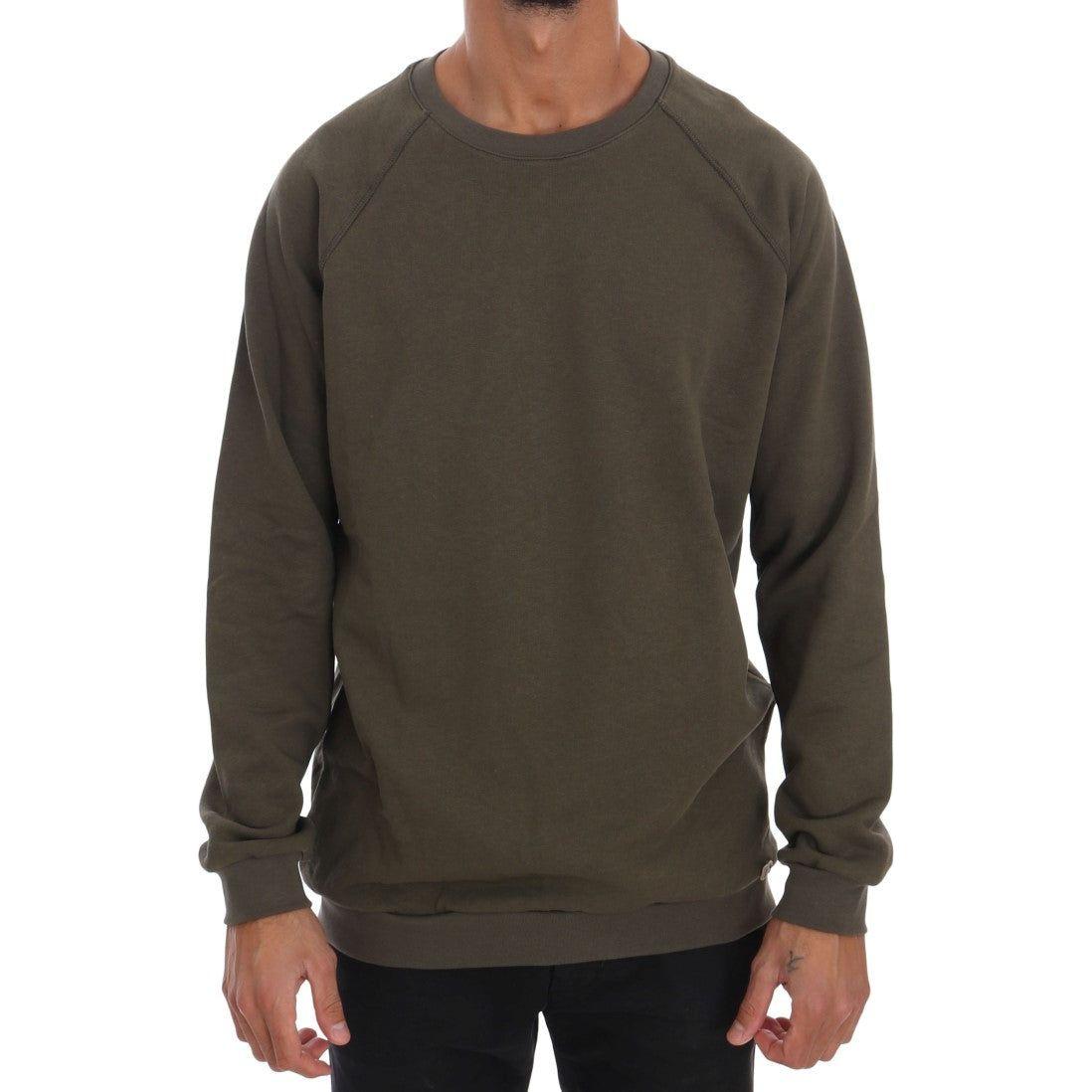 Daniele Alessandrini Stunning Green Crewneck Cotton Sweater Daniele Alessandrini Dark Slate Gray