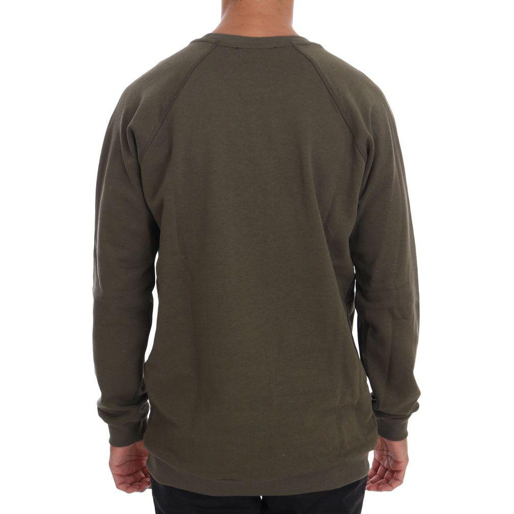 Daniele Alessandrini Stunning Green Crewneck Cotton Sweater Daniele Alessandrini Dark Slate Gray