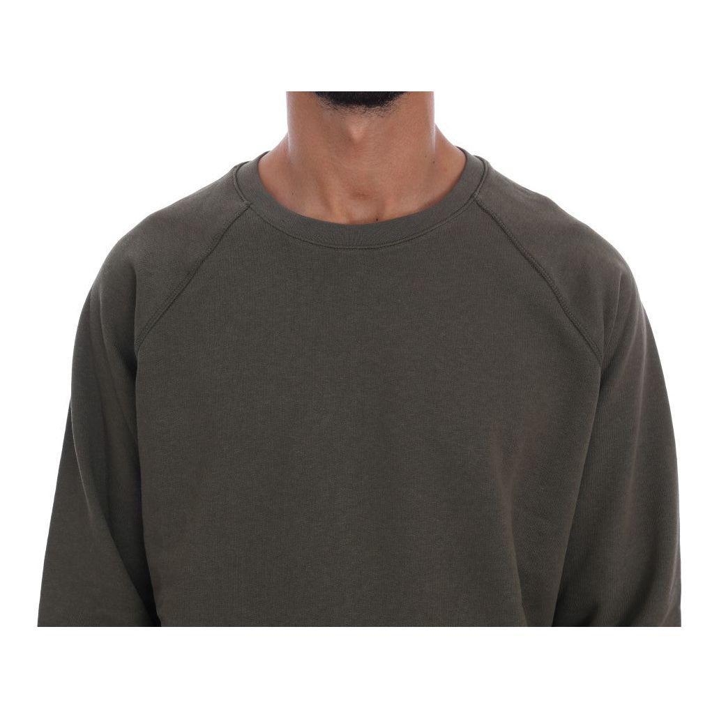 Daniele Alessandrini Stunning Green Crewneck Cotton Sweater Daniele Alessandrini Dark Slate Gray