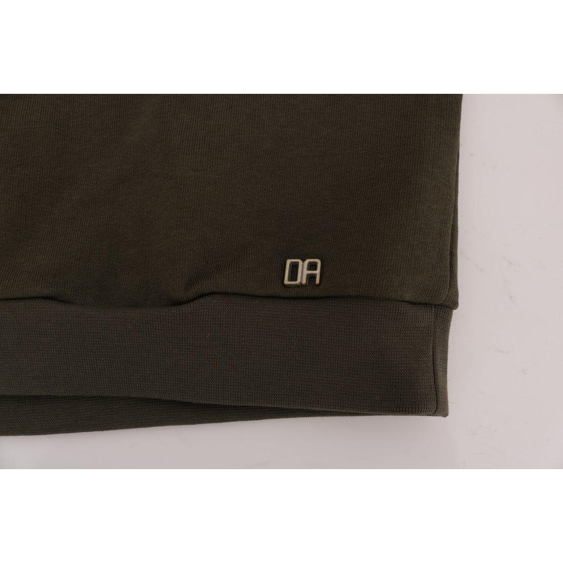 Daniele Alessandrini Stunning Green Crewneck Cotton Sweater Daniele Alessandrini Gray