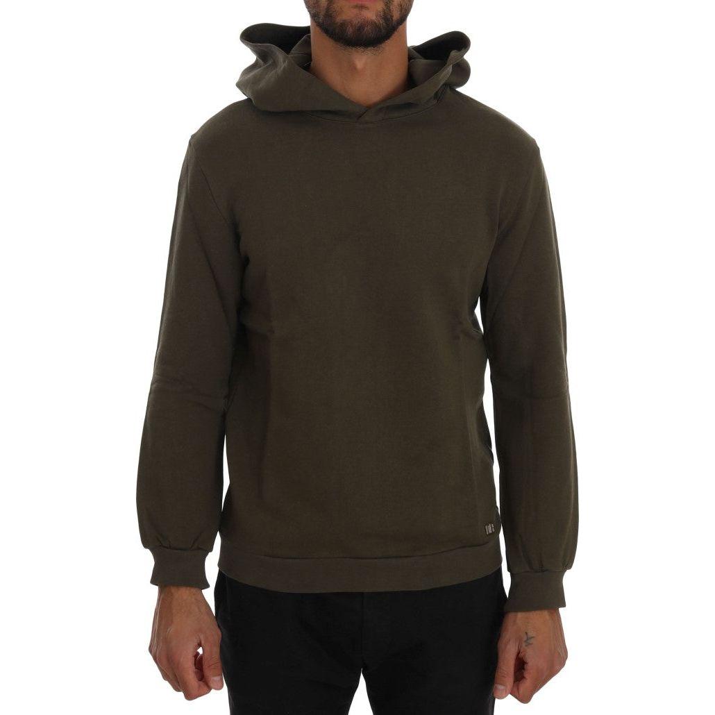 Daniele Alessandrini Elegant Green Cotton Hooded Sweater Daniele Alessandrini Dark Slate Gray