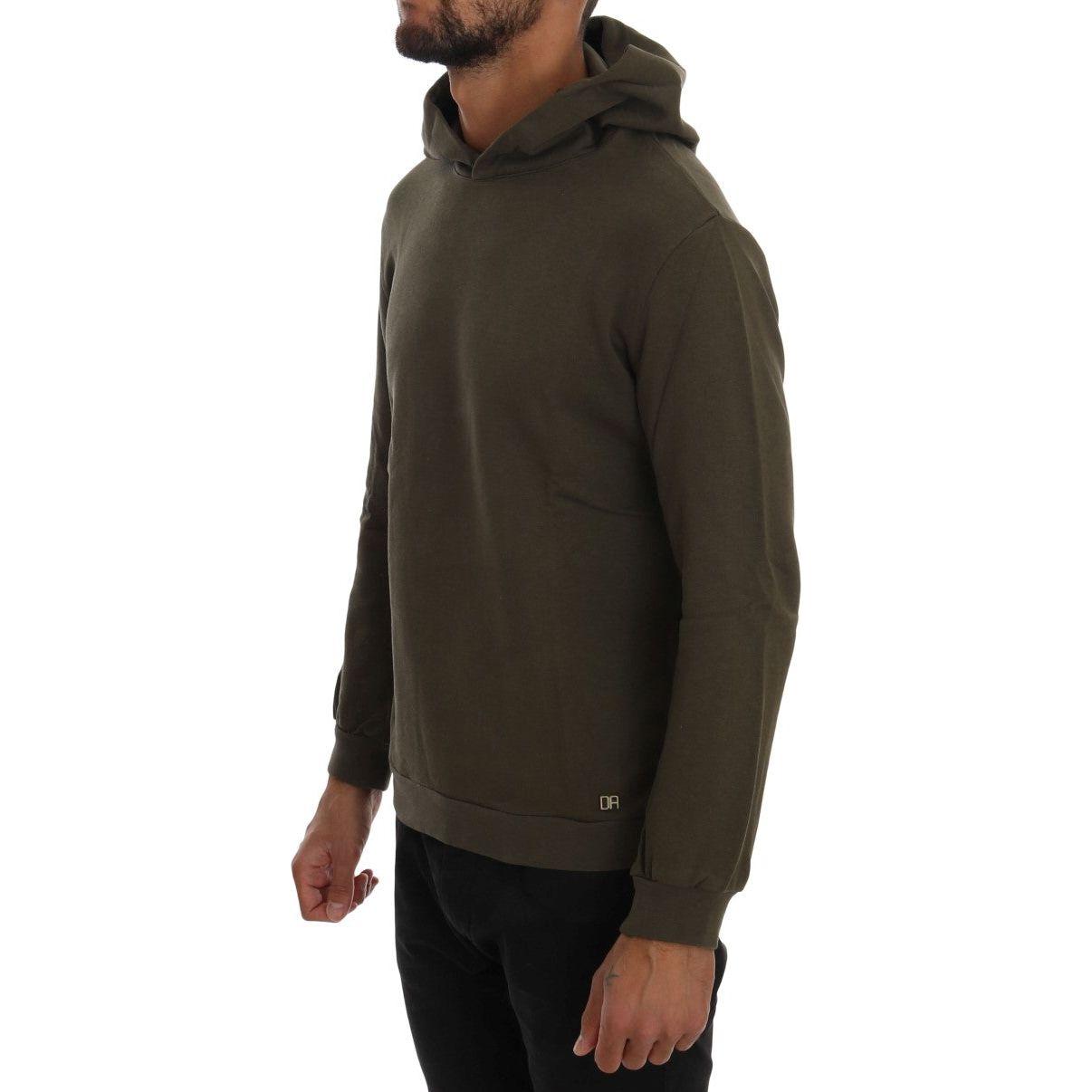 Daniele Alessandrini Elegant Green Cotton Hooded Sweater Daniele Alessandrini Dark Slate Gray