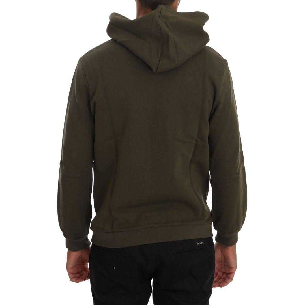 Daniele Alessandrini Elegant Green Cotton Hooded Sweater Daniele Alessandrini Dark Slate Gray