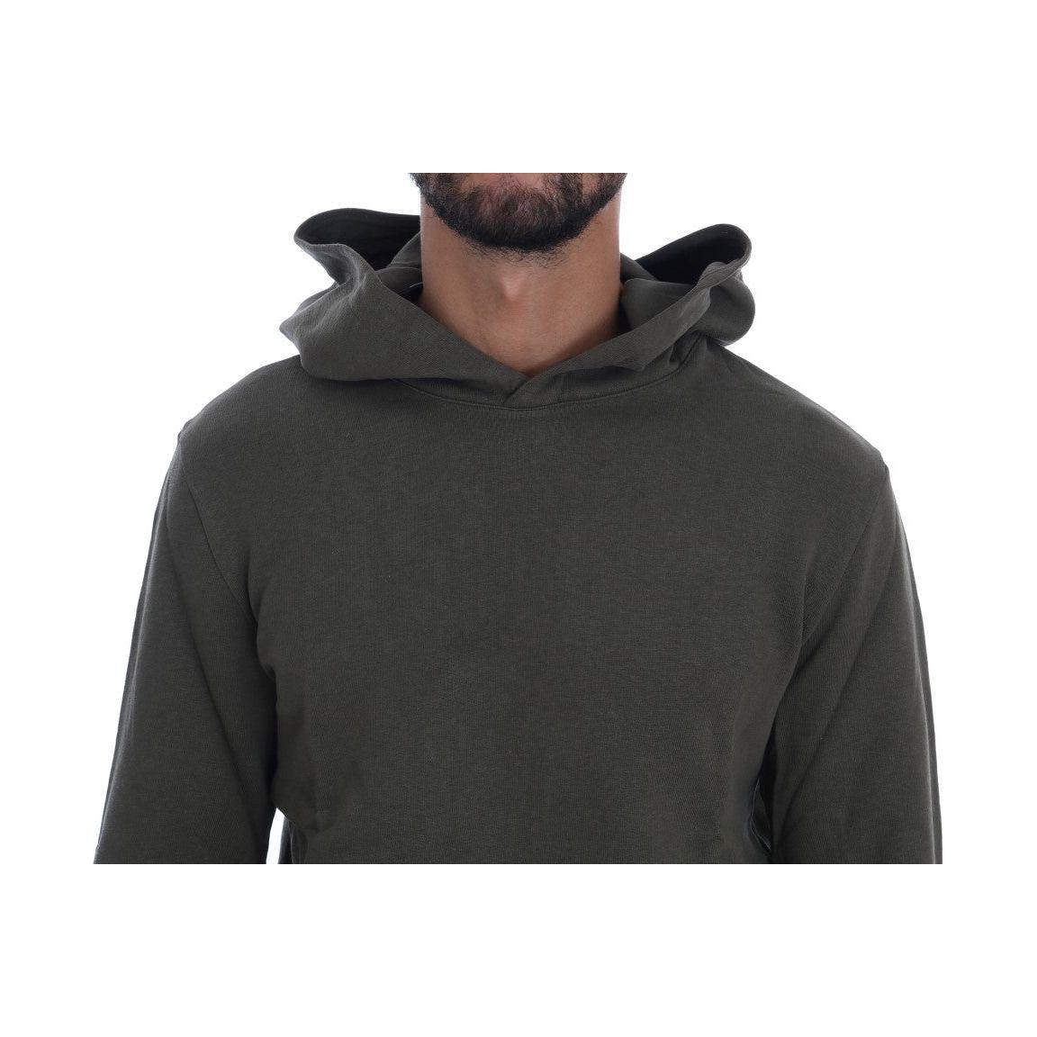 Daniele Alessandrini Elegant Green Cotton Hooded Sweater Daniele Alessandrini Dark Slate Gray
