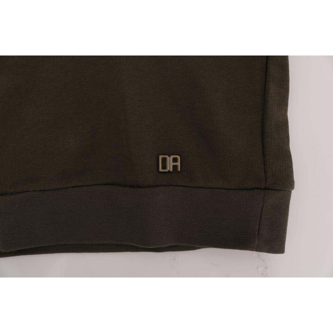 Daniele Alessandrini Elegant Green Cotton Hooded Sweater Daniele Alessandrini Gray