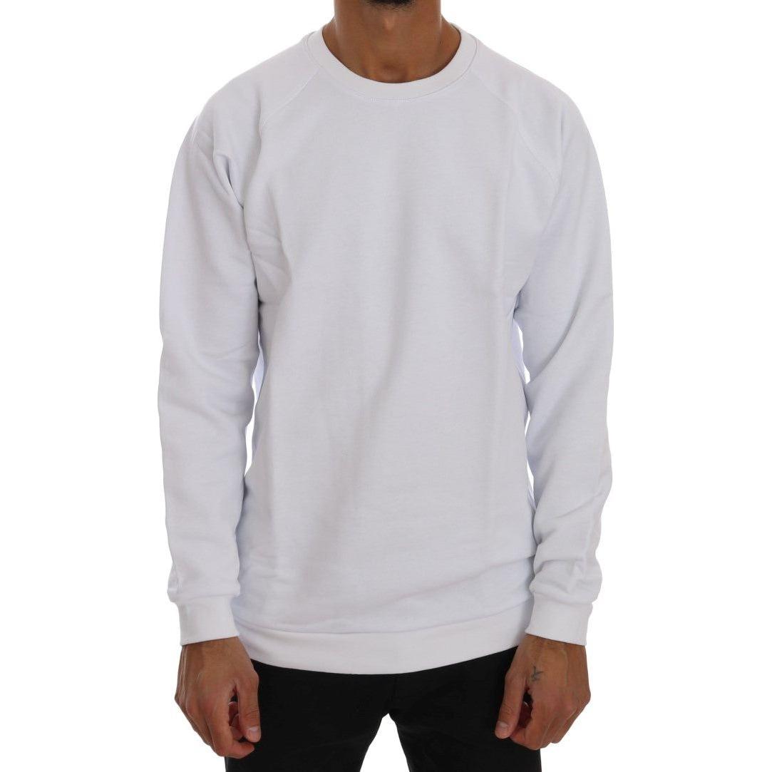 Daniele Alessandrini Elegant White Crewneck Cotton Sweater Daniele Alessandrini Gray