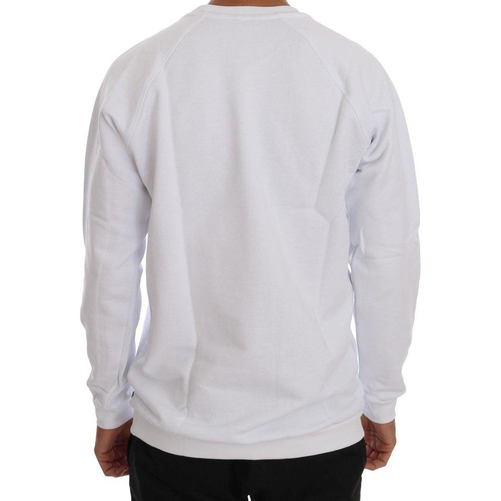 Daniele Alessandrini Elegant White Crewneck Cotton Sweater Daniele Alessandrini Light Gray