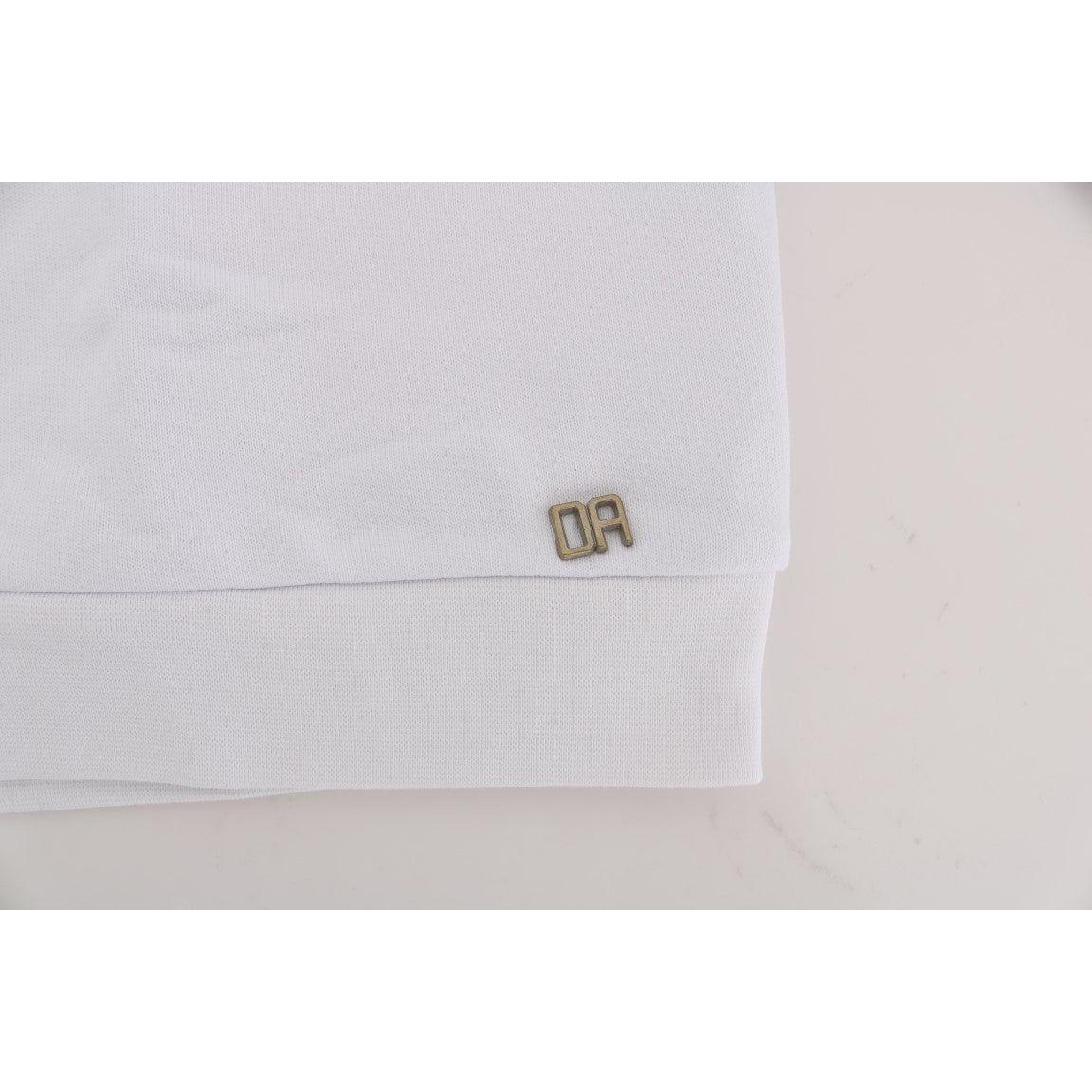 Daniele Alessandrini Elegant White Crewneck Cotton Sweater Daniele Alessandrini Light Gray