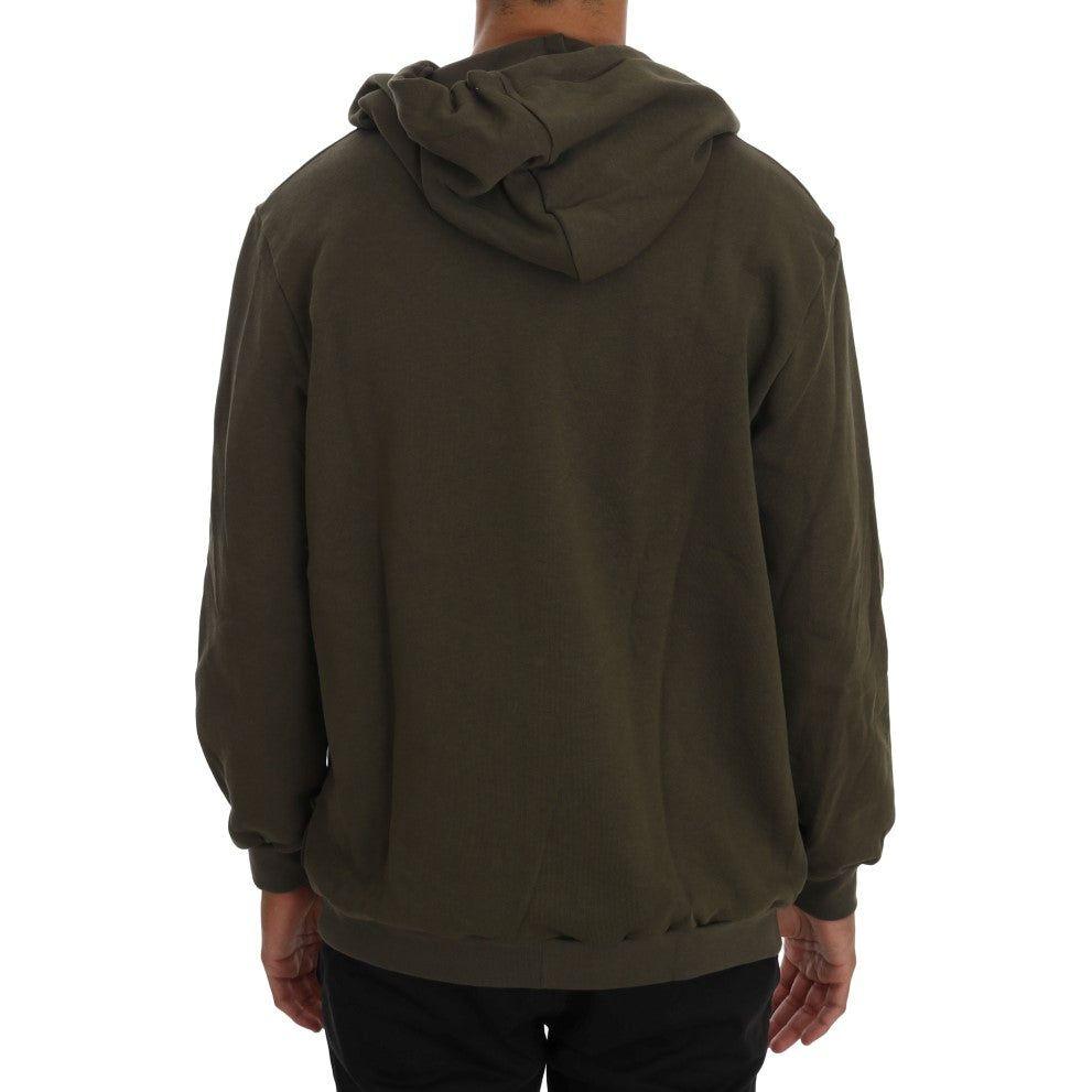 Daniele Alessandrini Elegant Green Full Zip Hooded Sweater Daniele Alessandrini Dark Slate Gray