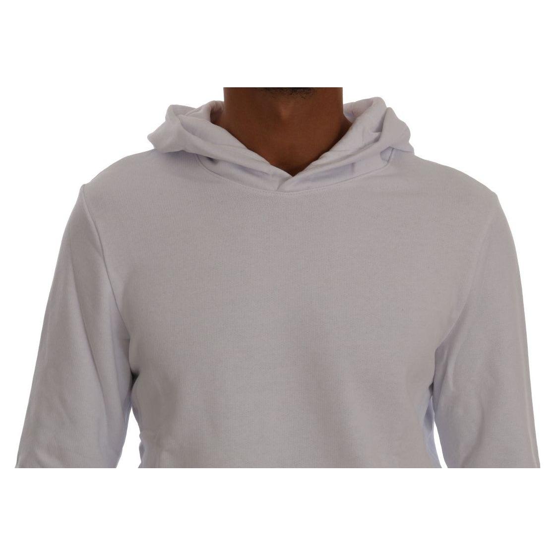 Daniele Alessandrini Elegant White Cotton Hooded Sweater Daniele Alessandrini Dark Gray