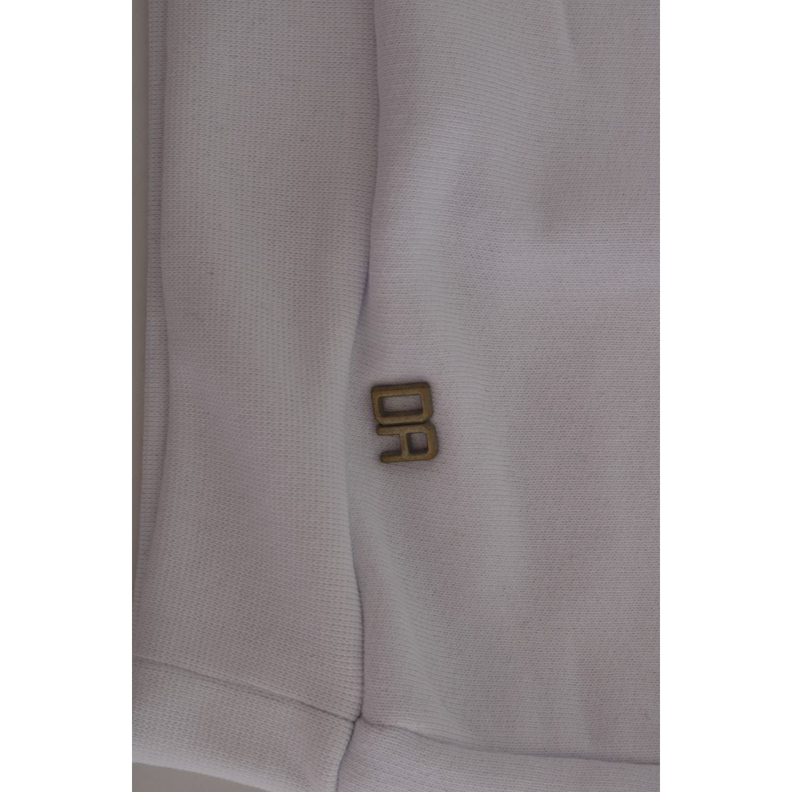 Daniele Alessandrini Elegant White Cotton Hooded Sweater Daniele Alessandrini Slate Gray