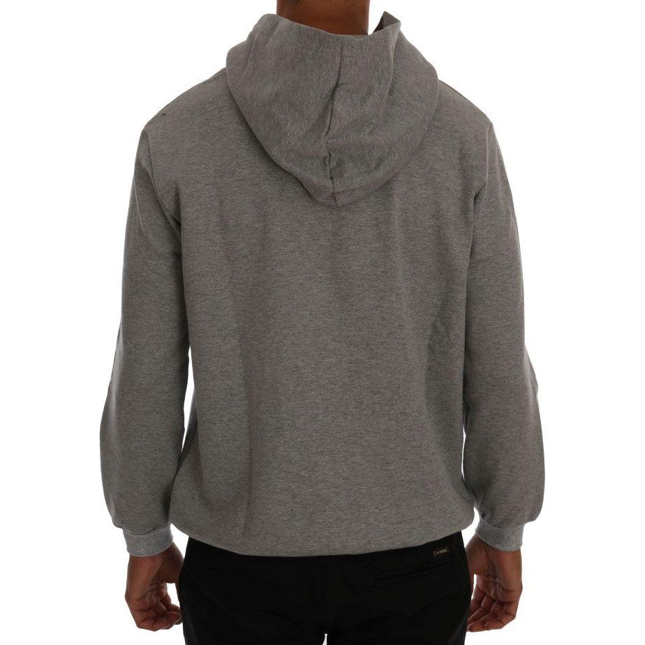 Daniele Alessandrini Sophisticated Gray Cotton Hooded Sweater Daniele Alessandrini Dim Gray