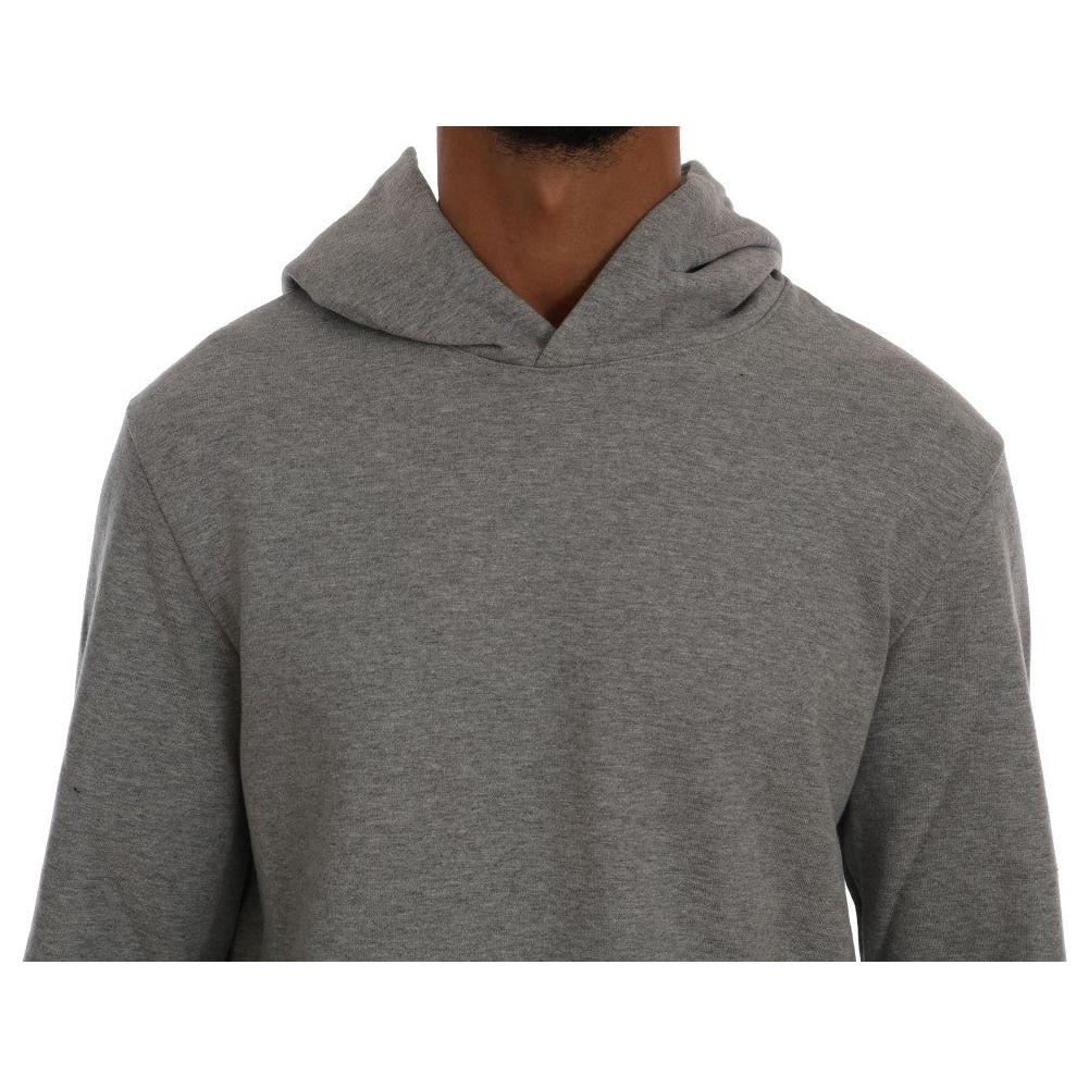 Daniele Alessandrini Sophisticated Gray Cotton Hooded Sweater Daniele Alessandrini Dim Gray