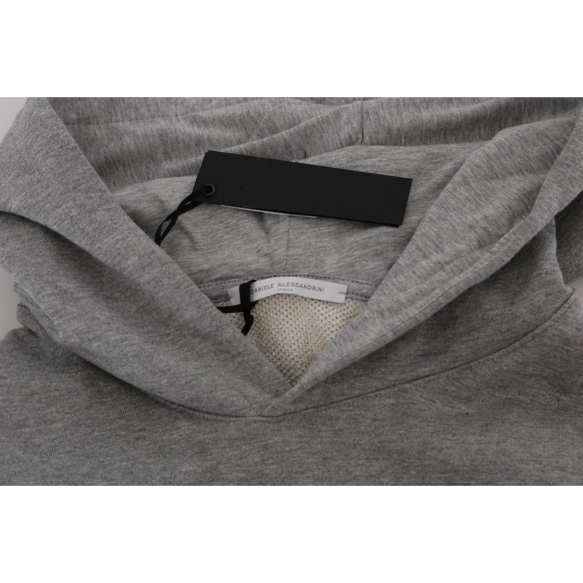 Daniele Alessandrini Sophisticated Gray Cotton Hooded Sweater Daniele Alessandrini Dim Gray