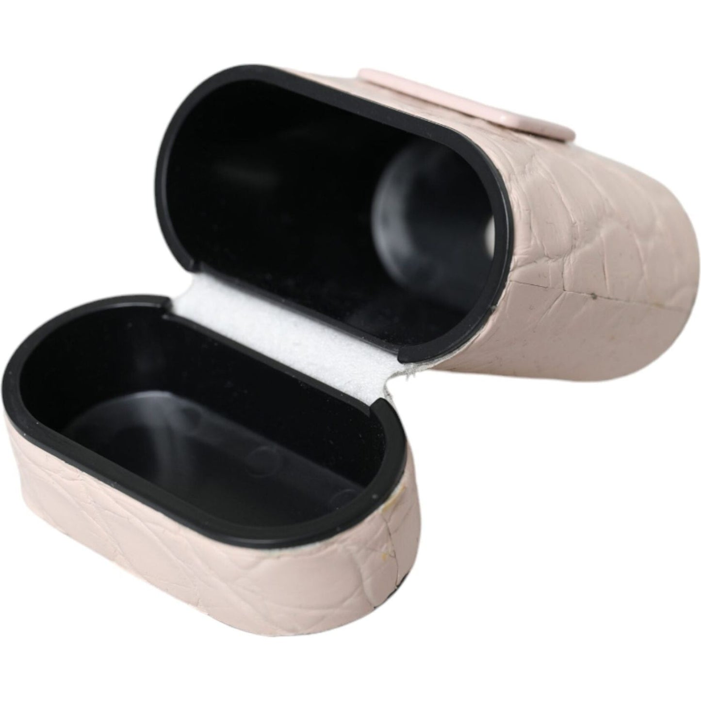 Dolce & Gabbana Light Pink Leather Metal Logo Plaque Airpods Case Dolce & Gabbana Black