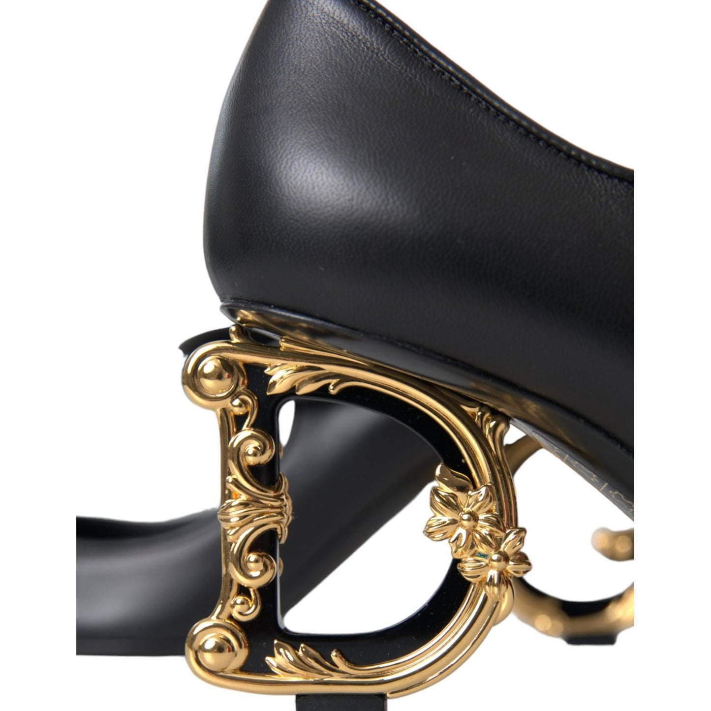 Dolce & Gabbana Black Leather Logo Heels Mary Janes Pumps Shoes LA10961-35.5
